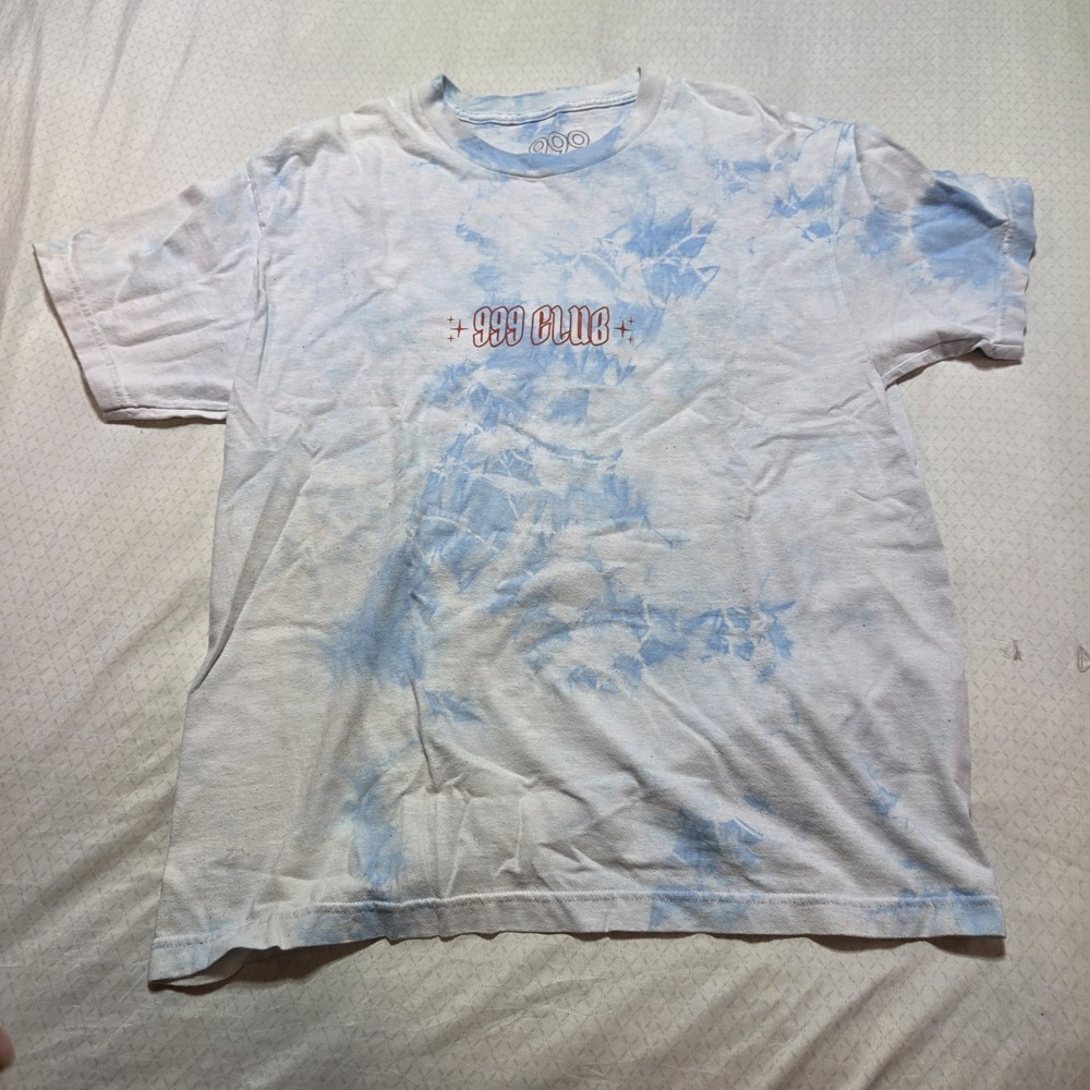 999 Club by Juice WRLD Tarot Blue & White Cloud Wash T-Shirt Size Large